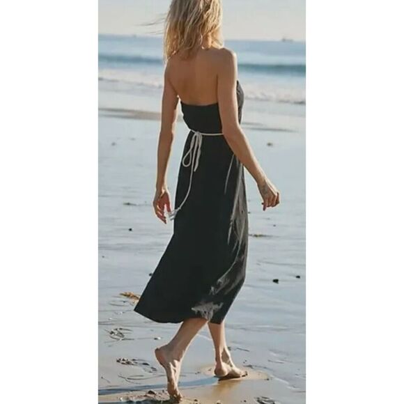 Free People Free-est Peyton Maxi Tube Dress Solid Cotton Black Beach XS New* - Picture 4 of 9